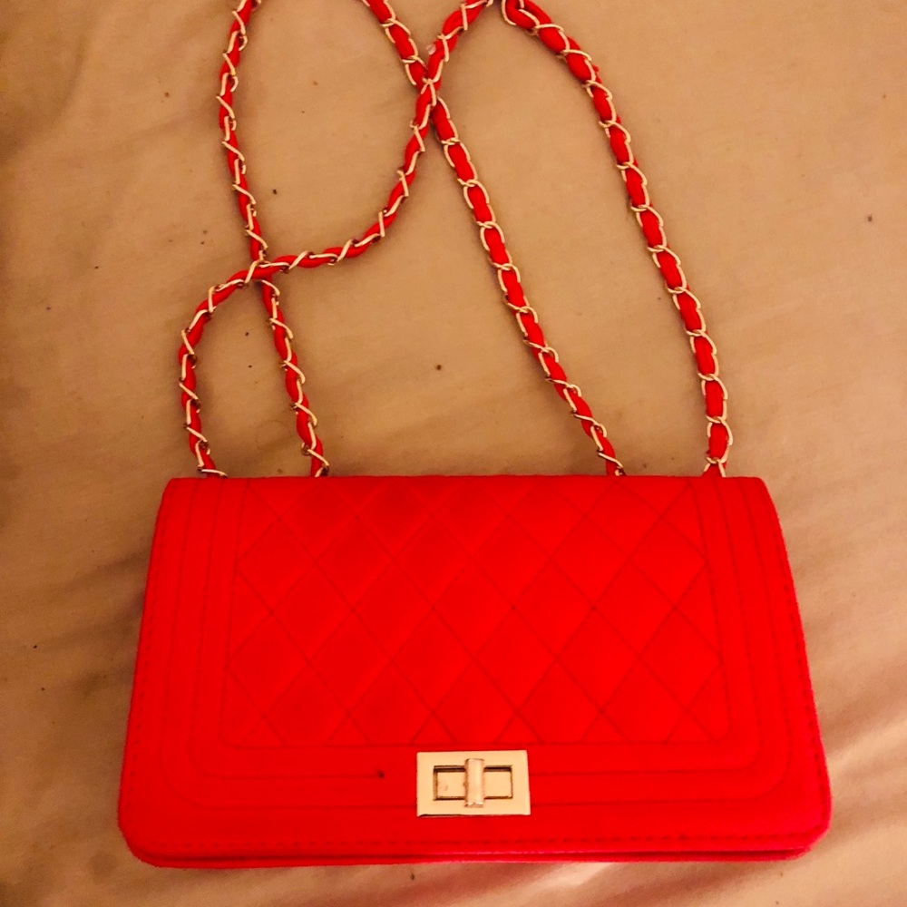 Red shoulder bag